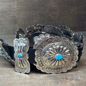 Turquoise and Silver Concho Belt